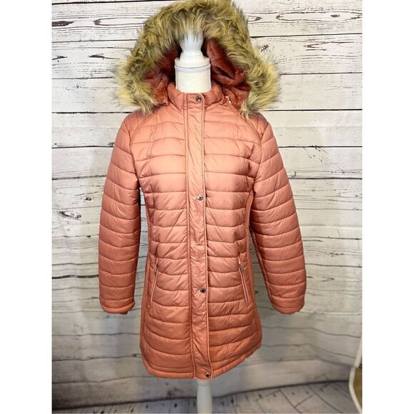 HanTon Faux Fur Hood Jacket Size Medium - Picture 1 of 16